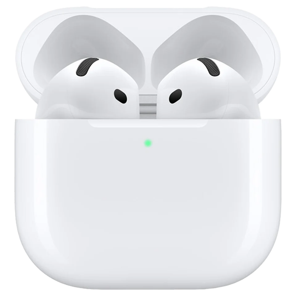 AirPods 4 em diferentes cores e ângulos.